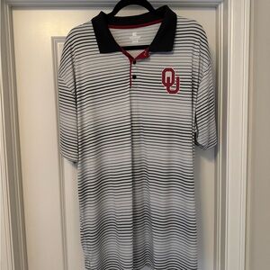 Colosseum University of Oklahoma Men's Black and White Striped Polo